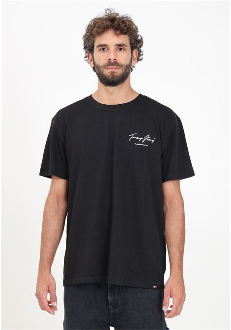 T-shirt manica corta nera da uomo con maxi stampa sul retro TOMMY JEANS | DM0DM18518BDSBDS